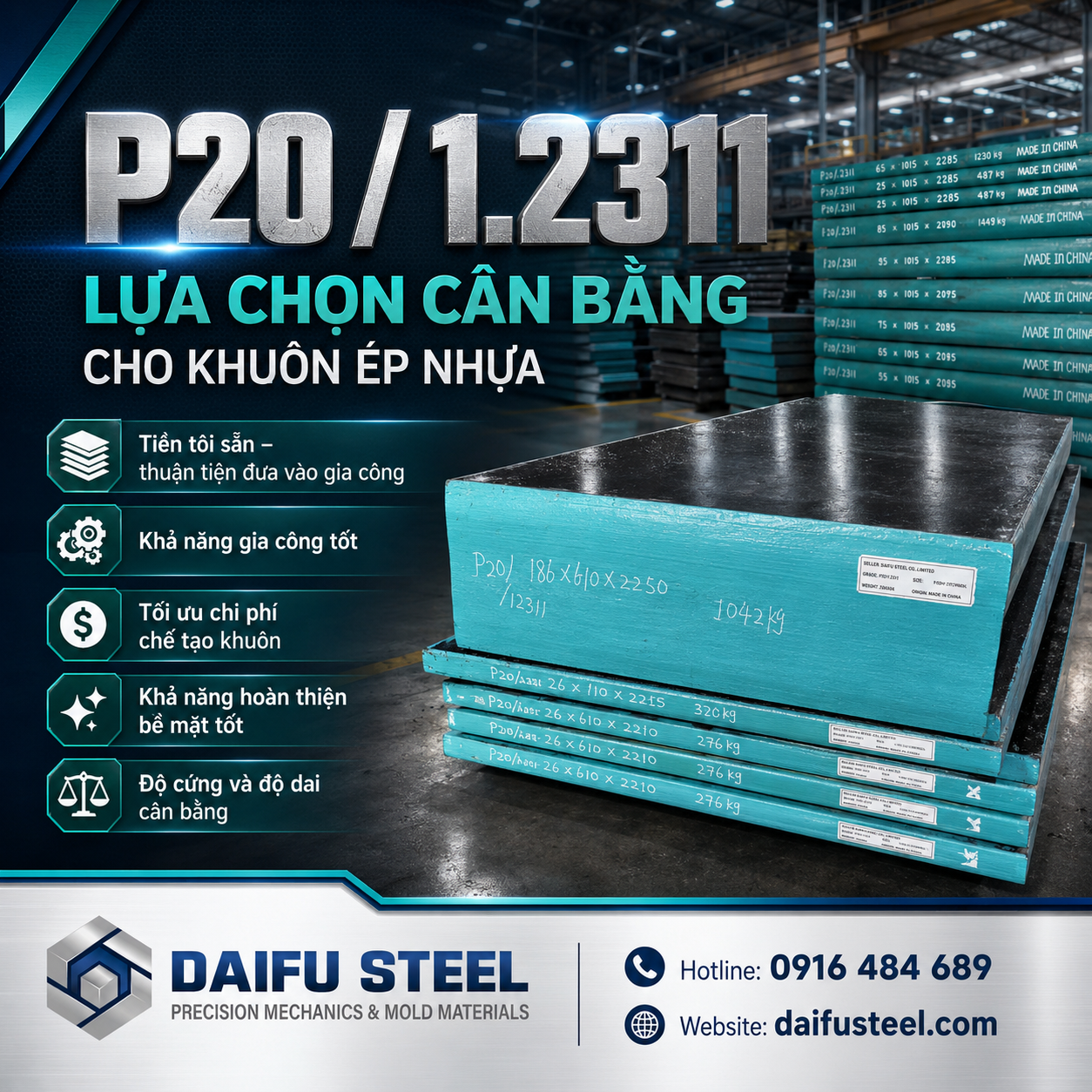 Thép P20 / 1.2311 – Lựa chọn cân bằng cho khuôn ép nhựa