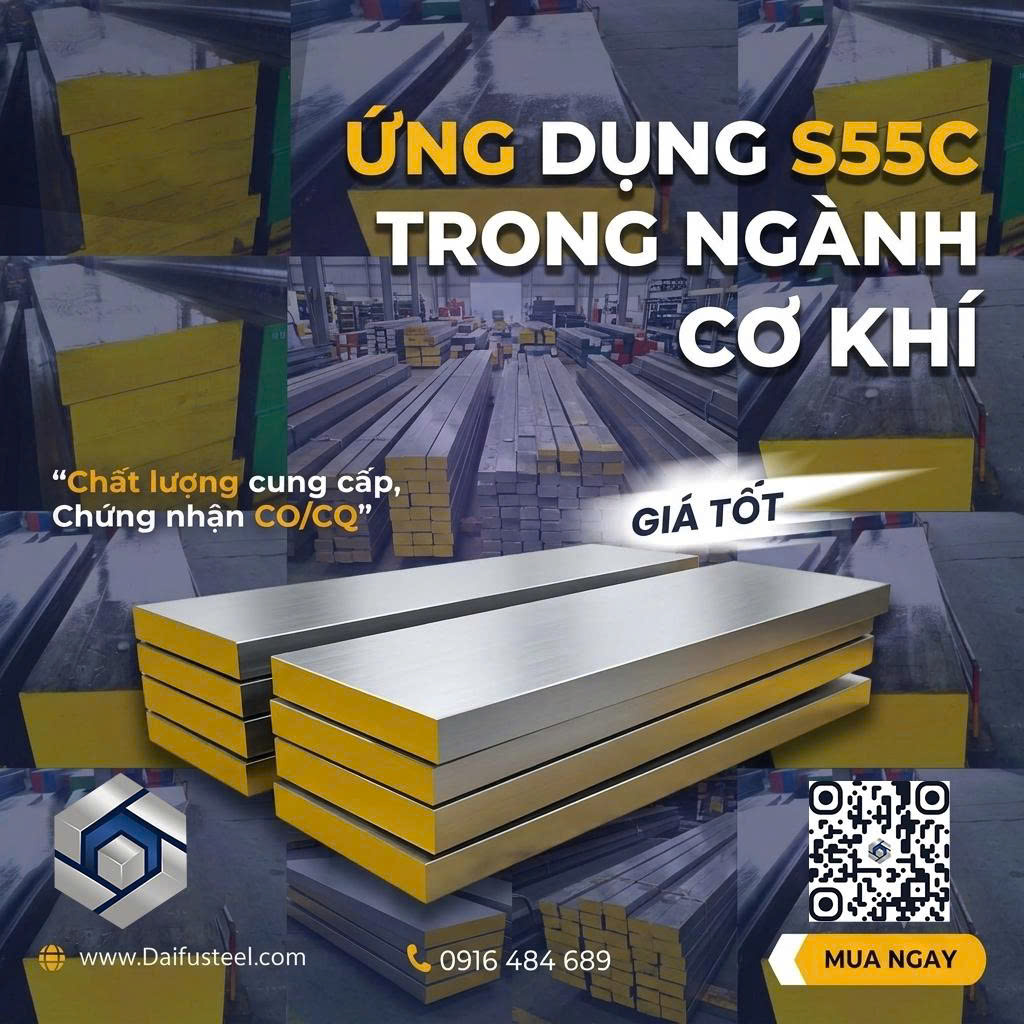 Thép Tấm S55C được ứng dụng ở đâu trong ngành cơ khí?