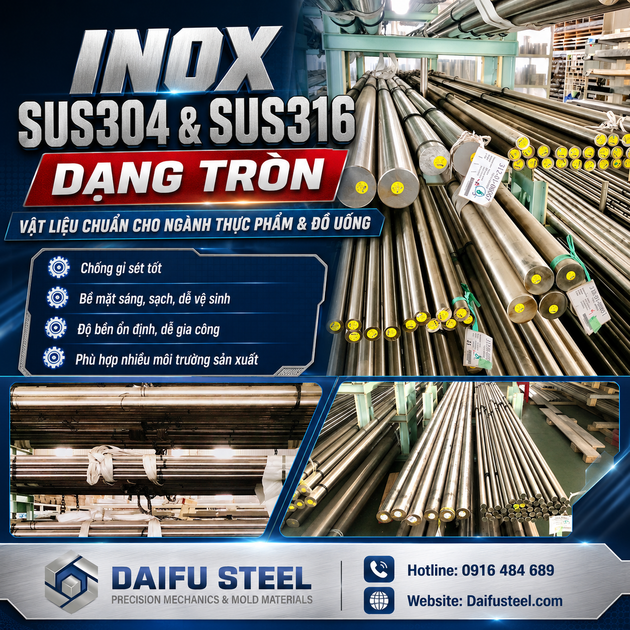 INOX SUS304 & SUS316 dạng tròn