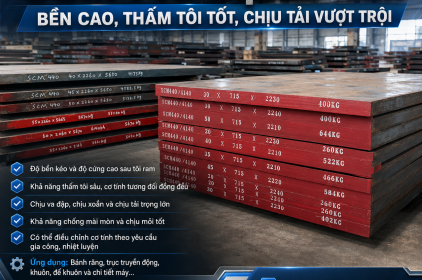 Thép SCM440 Dạng Tấm – Bền Cao, Thấm Tôi Tốt, Chịu Tải Vượt Trội